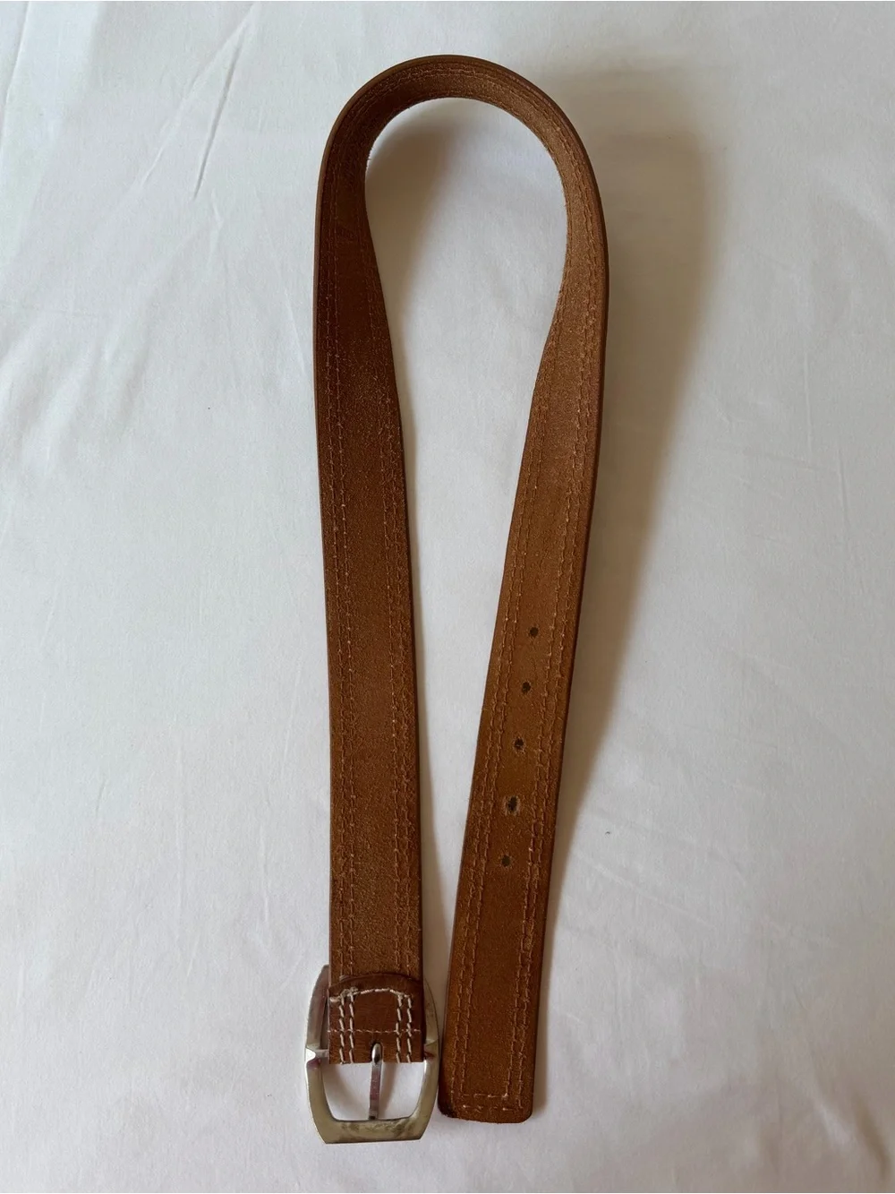 Brown Genuine Leather Belt w/ White Stitching Women’s Size Medium